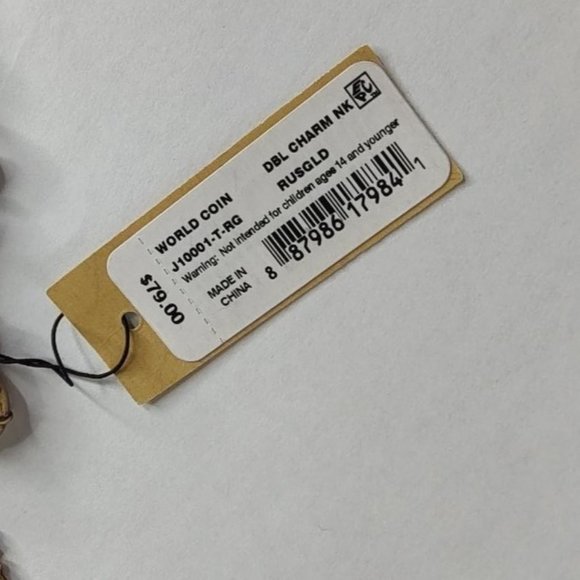 Patricia Nash Necklace Double Charm World Coin & Freshwater Pearls - Picture 9 of 9